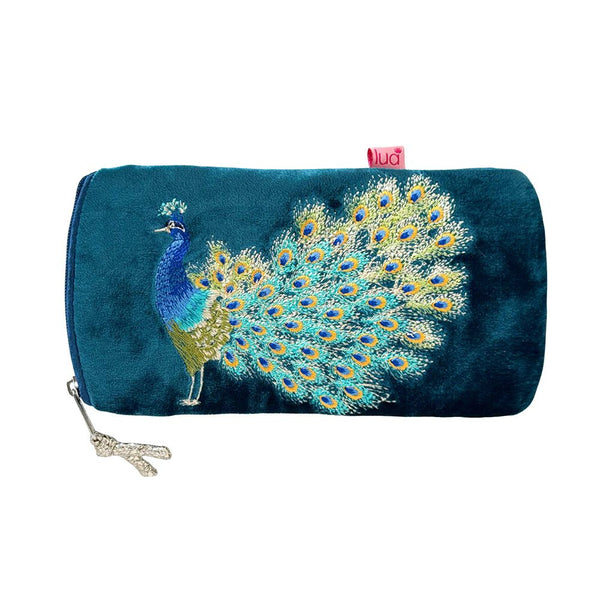 PU532 Dark Turquoise Peacock Velvet Glasses Purse By Lua