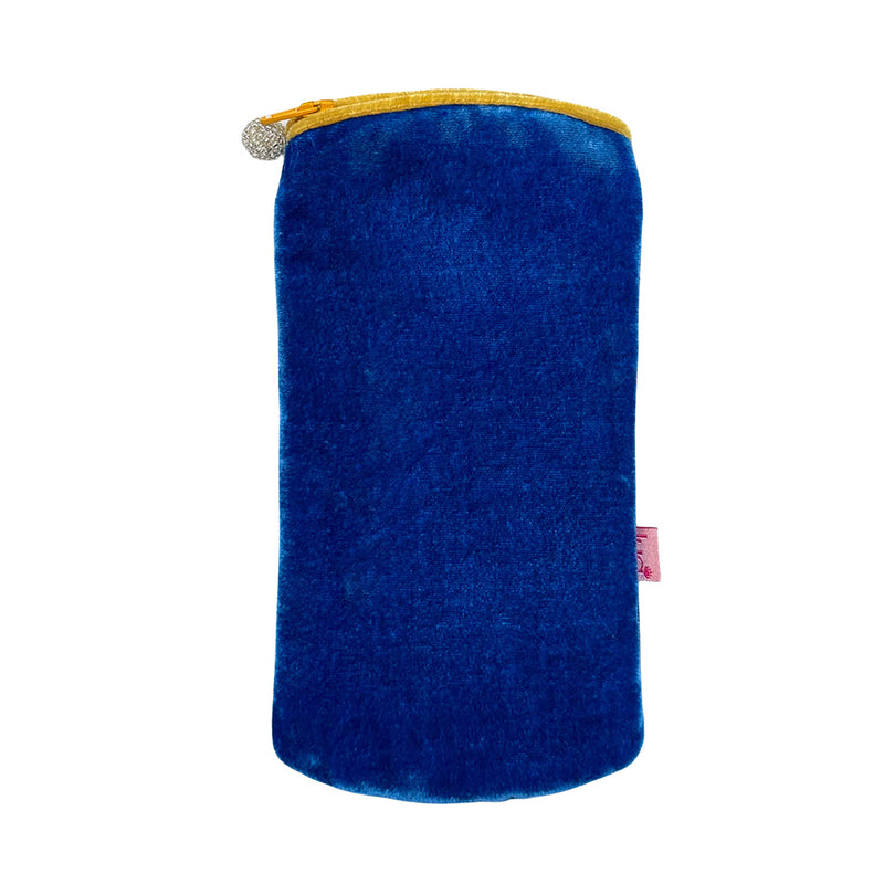PU906 Cerulean Blue Velvet Zipped Glasses Purse By Lua