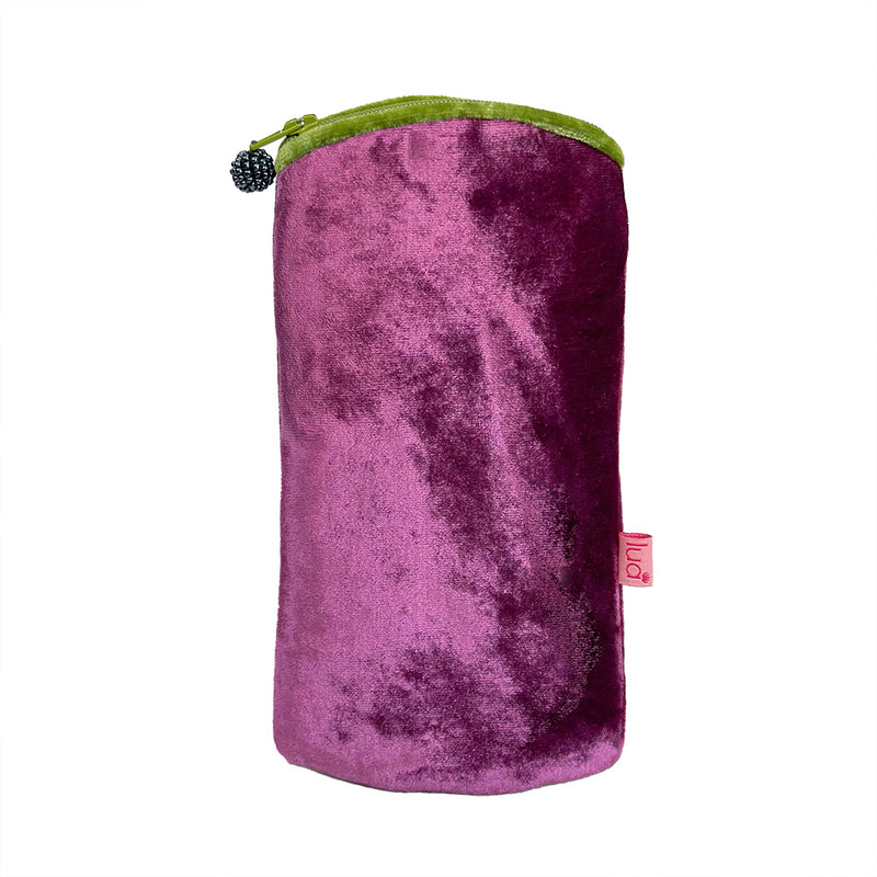 PU906 Plum Velvet Zipped Glasses Purse By Lua