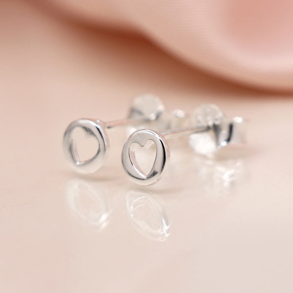 SB0680 Sterling Silver Cut-Out Heart Stud Earrings By Pom