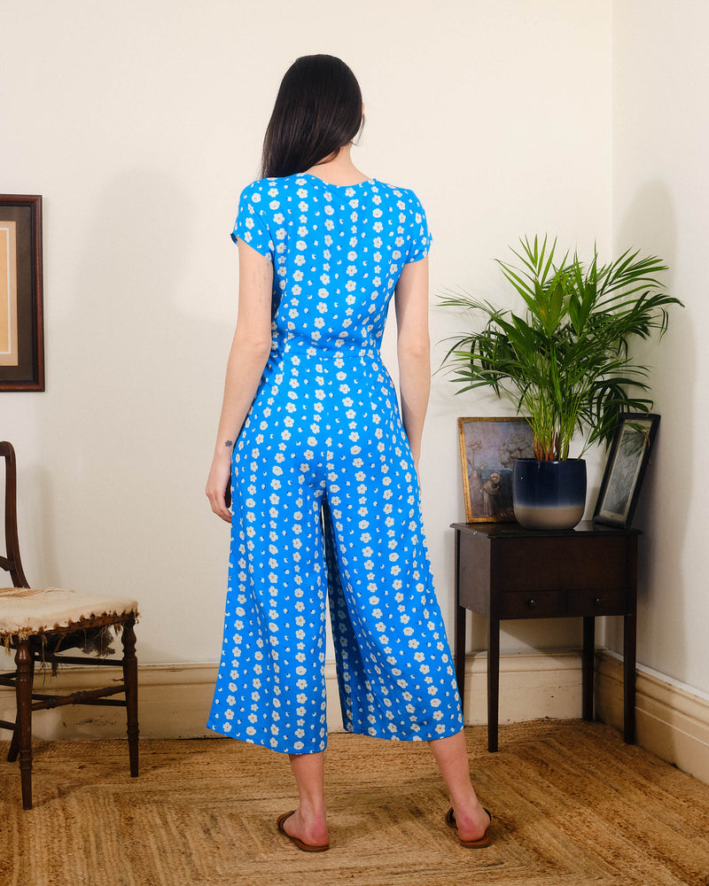S/S Playsuit in Blue Buttercups Print