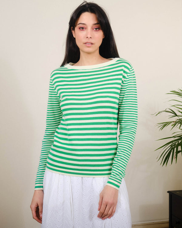 Sailor Sam Sweater in Fern Green / White