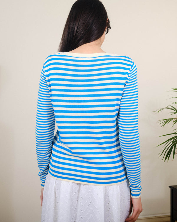 Sailor Sam Sweater in Methyl Blue / White