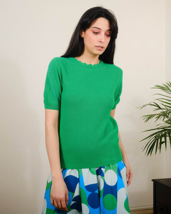 Scallop Neck S/S in Fern Green