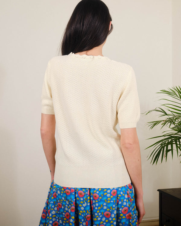 Scallop Neck S/S in Pristine White
