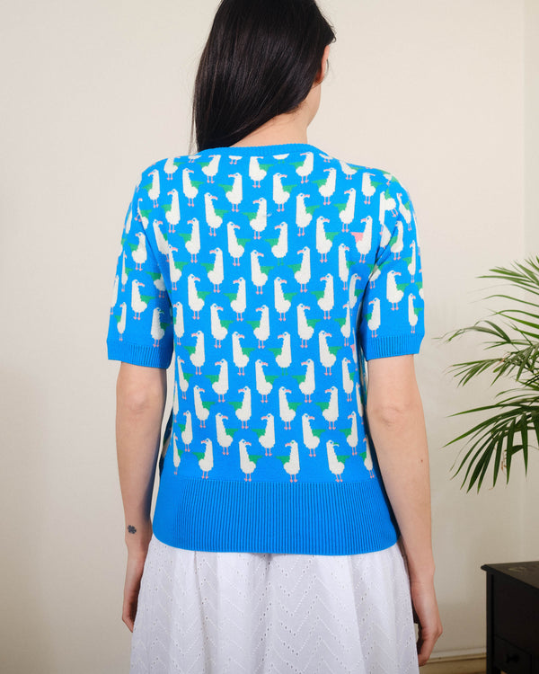 Seagulls Jacquard S/S in Methyl Blue