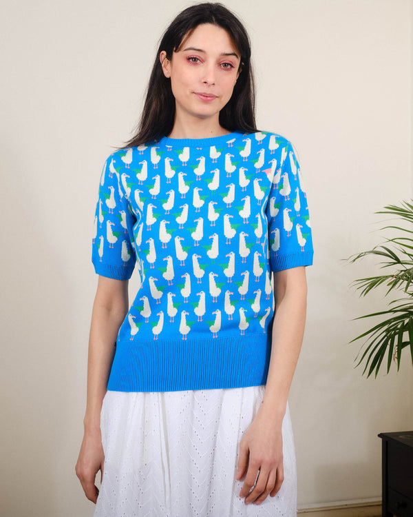 Seagulls Jacquard S/S in Methyl Blue