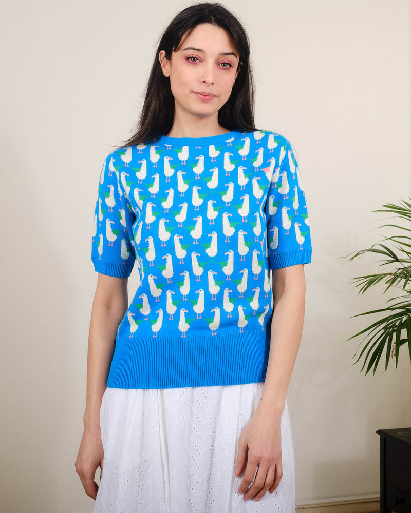 Seagulls Jacquard S/S in Methyl Blue