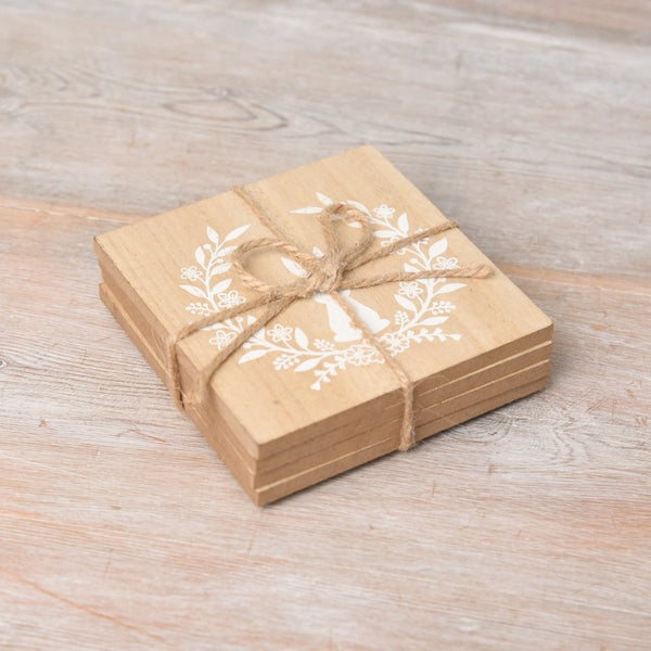 Wooden Square Bunny Coaster (set of four) By Gainsborough Giftware
