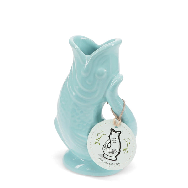 Aqua Blue Ceramic Fish Jug By Rex London