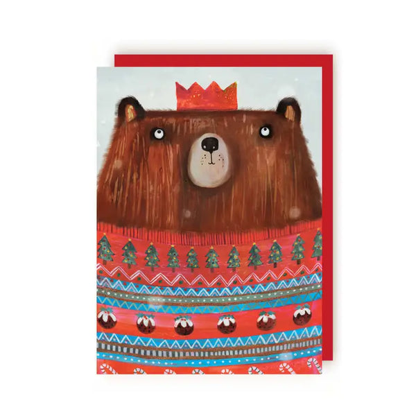 Bear Jumper Xmas Greetings Card By Charley Rabbit