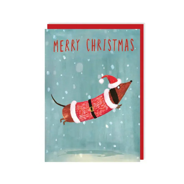Santa Sausage Xmas Greetings Card By Charley Rabbit