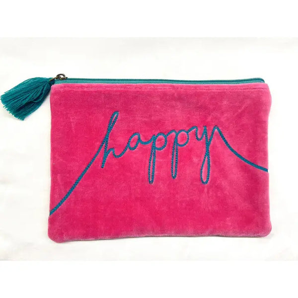 Pink & Aqua Velvet Happy Pouch