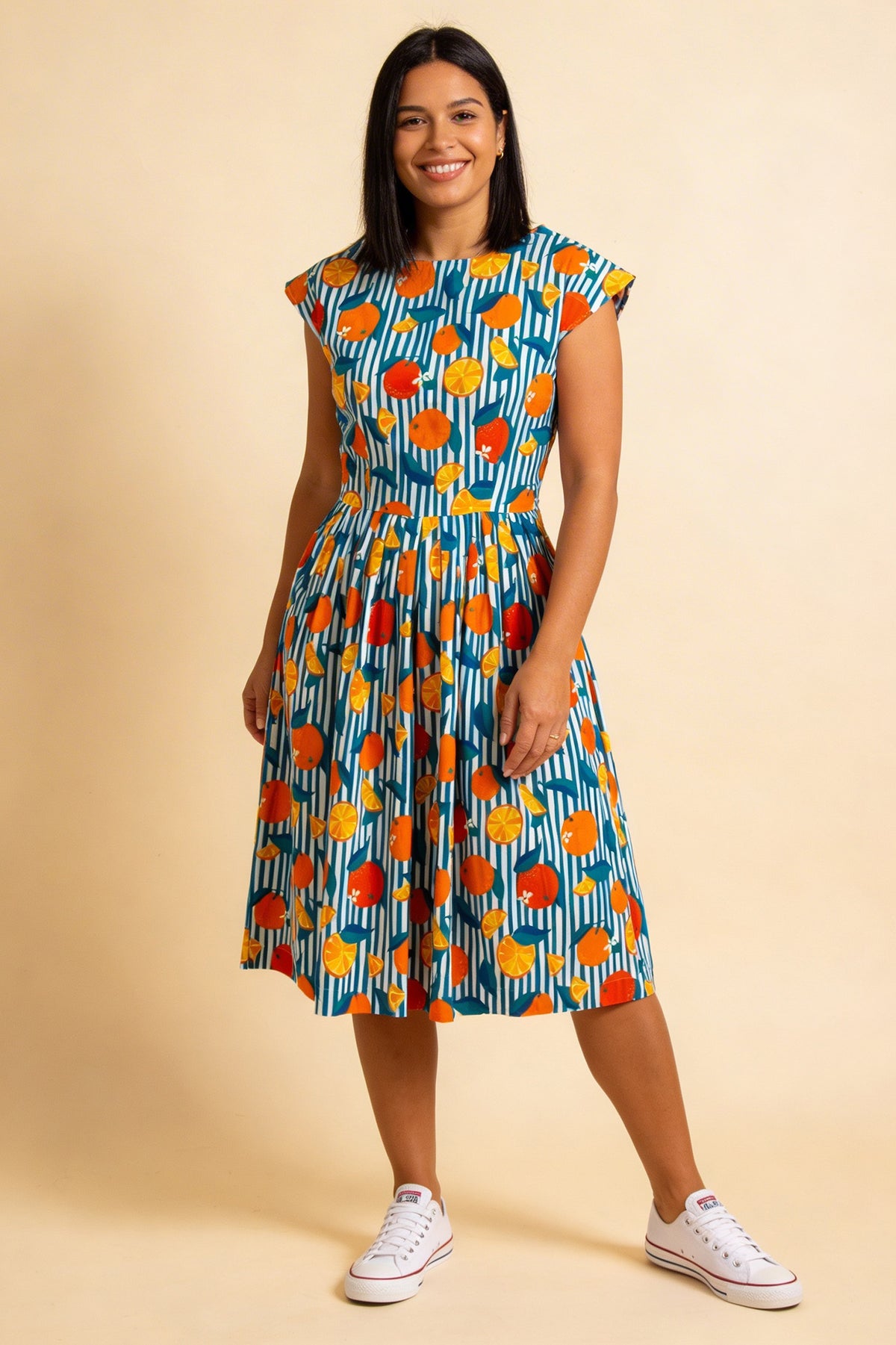 dress with oranges print Gina in – Pretty Vacant Plus size evening dress machine wash cold Made Anthropologie Esley Gray Turtleneck Shoe size:7.5 US