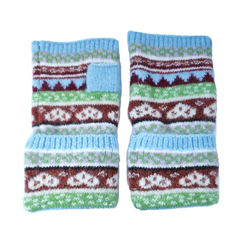 GL050 Blue Heart Fingerless Gloves By Joya
