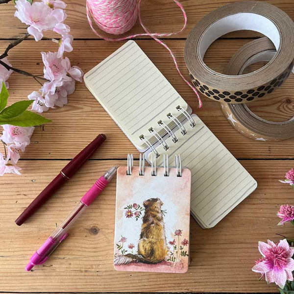 SSN38 Goldie And Flowers Small Spiral Notepad By Alex Clark Art
