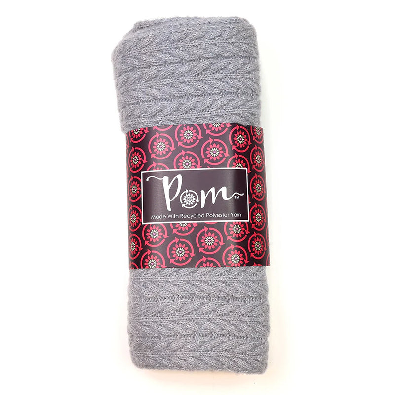 53017 Grey Herringbone Cable Knit Scarf By Pom