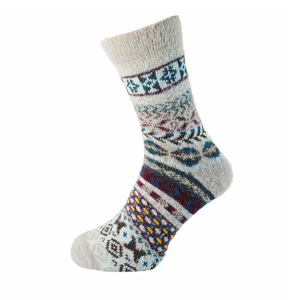 MWS167 Grey and Burgundy Wool Socks (UK 7-11)