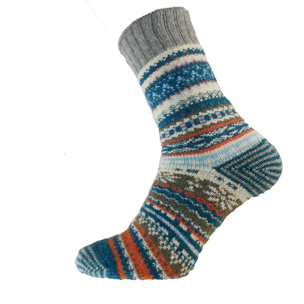 MWS178 Blue & Grey Nordic Wool Blend Socks (UK 7-11)