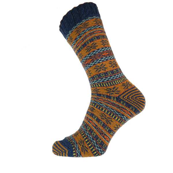 MWS181 Mustard and Blue Wool Socks (UK 7-11)