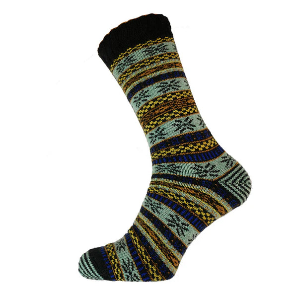 MWS184 Blue & Yellow Nordic Wool Blend Socks (UK 7-11)