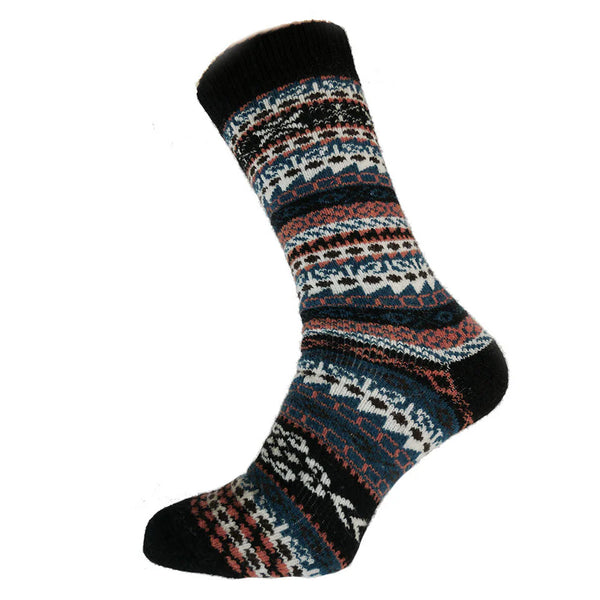 MWS200 Grey Blue and Red Wool Socks (UK 7-11)