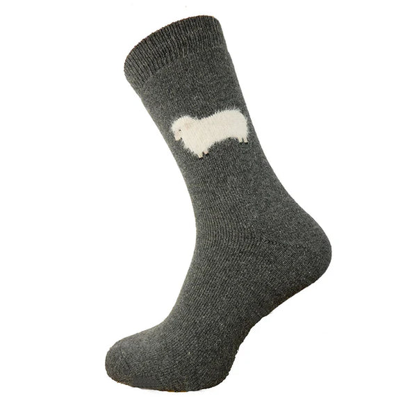 MWS207 Dark Grey Fluffy Sheep Socks (UK 7-11)