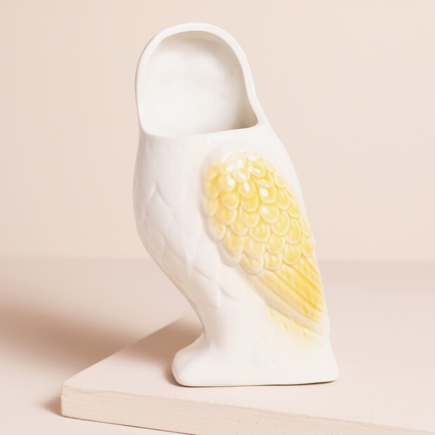 Owl White Vase