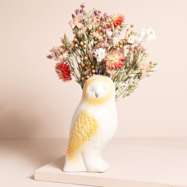 Owl White Vase