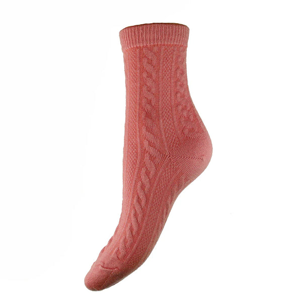 WS388 Pink Ribbed Wool Blend Socks (UK4-7)