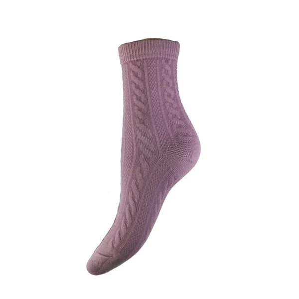 WS389 Purple Ribbed Wool Blend Socks (UK4-7)
