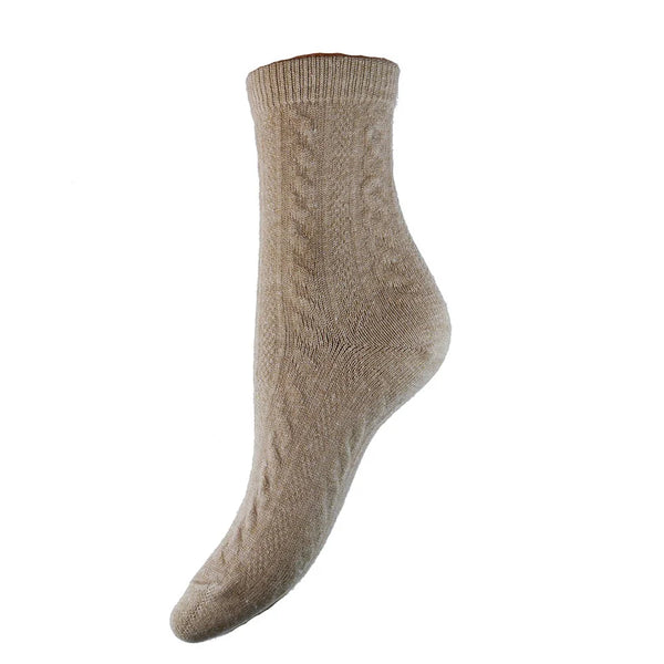 WS390 Cream Ribbed Wool Blend Socks (UK4-7)