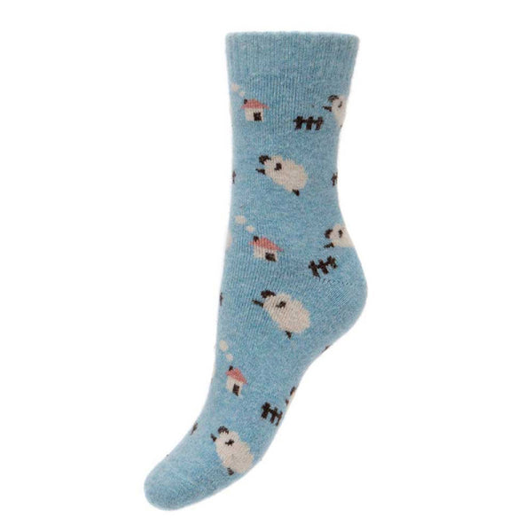 WS469 Blue/Sheep Wool Blend Socks (UK4-7)