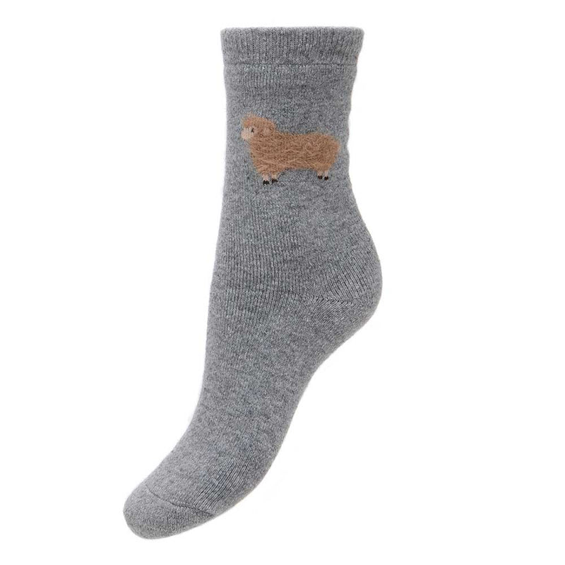 WS487 Grey/Sheep Wool Blend Socks (UK4-7)