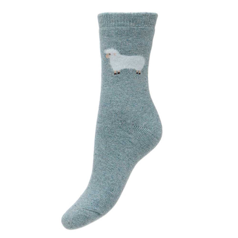 WS488 Light Blue/Sheep Wool Blend Socks (UK4-7)
