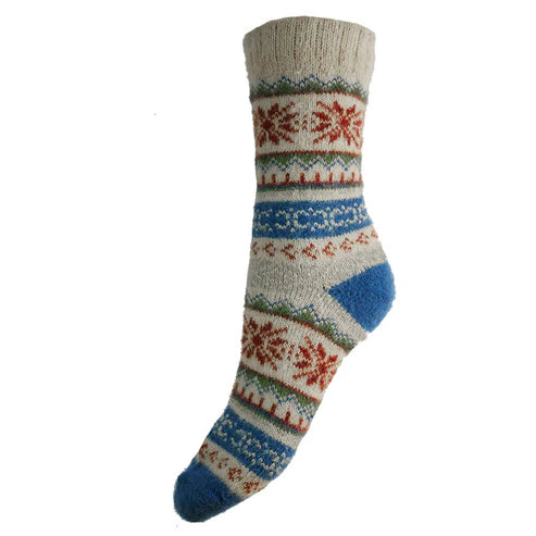 WS591 Blue Heeled Patterned Socks (UK4-7)