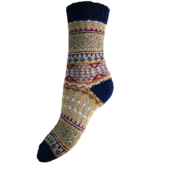 WS594 Navy Heeled Grey Wool Blend Socks (UK4-7)
