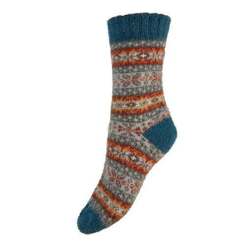 WS601 Mauve & Orange Fairisle Socks (UK4-7)