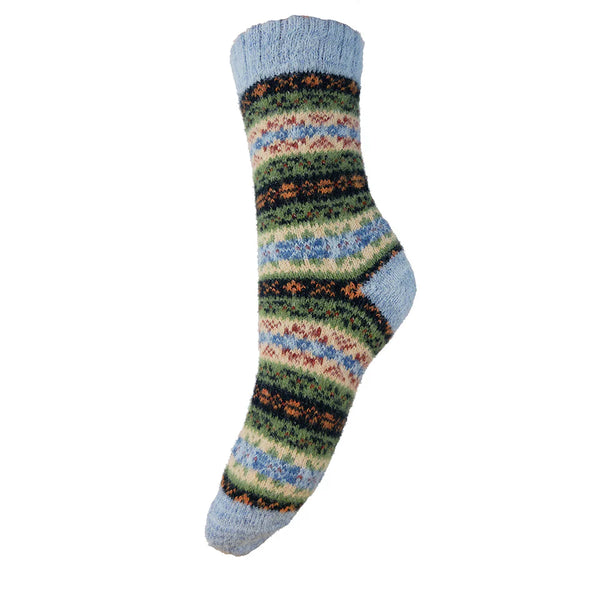 WS604 Blue Heel Wool Blend Socks (UK4-7)