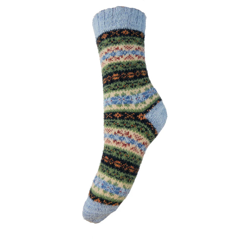 WS604 Blue Heel Wool Blend Socks (UK4-7)