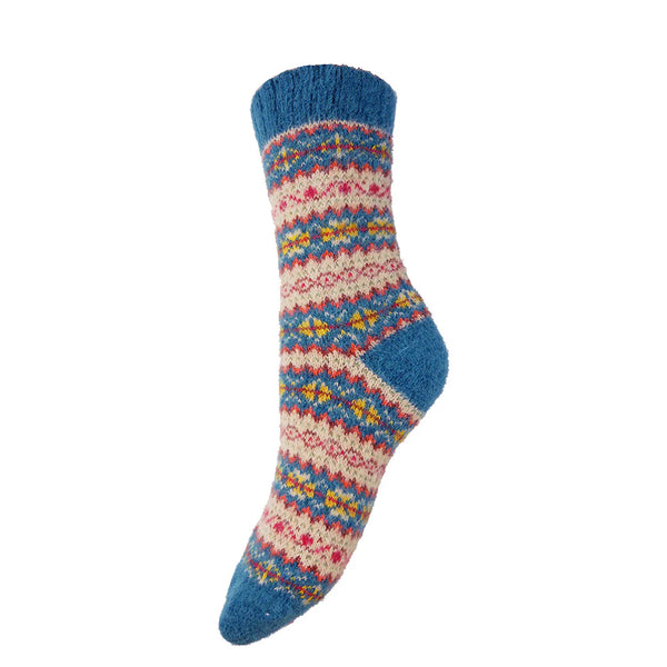WS605 Blue Multi Fairisle Socks (UK4-7)