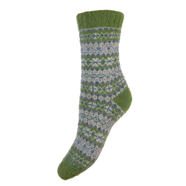 WS606 Green Fairisle Socks (UK4-7)
