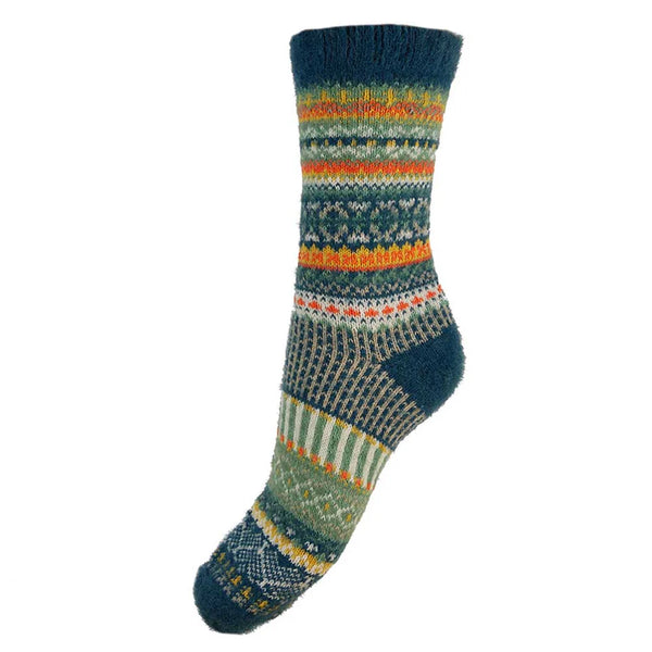 WS616 Teal Fairisle Socks (UK4-7)