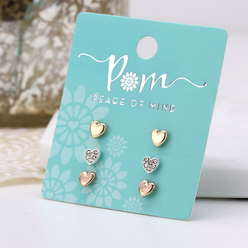 03226 Heart Stud Earrings Set By Pom