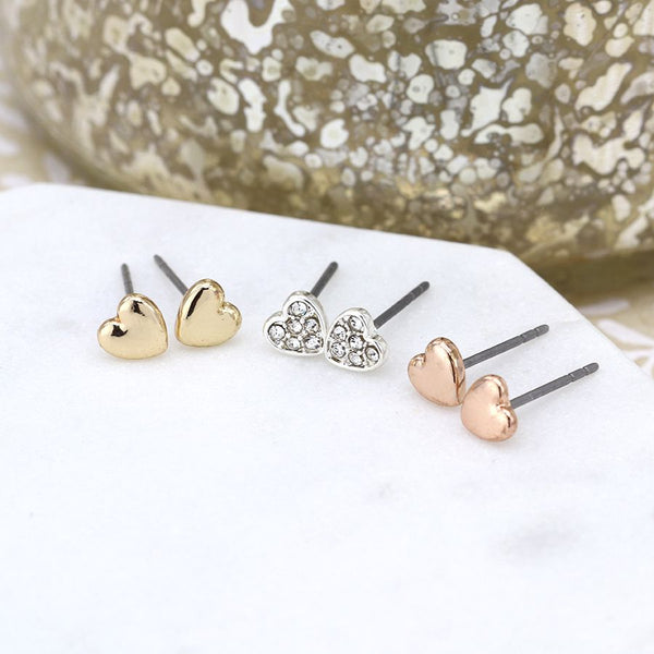 03226 Heart Stud Earrings Set By Pom