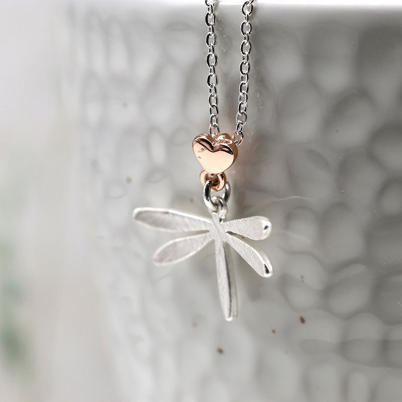 03447 Dragonfly with Heart Necklace By Pom