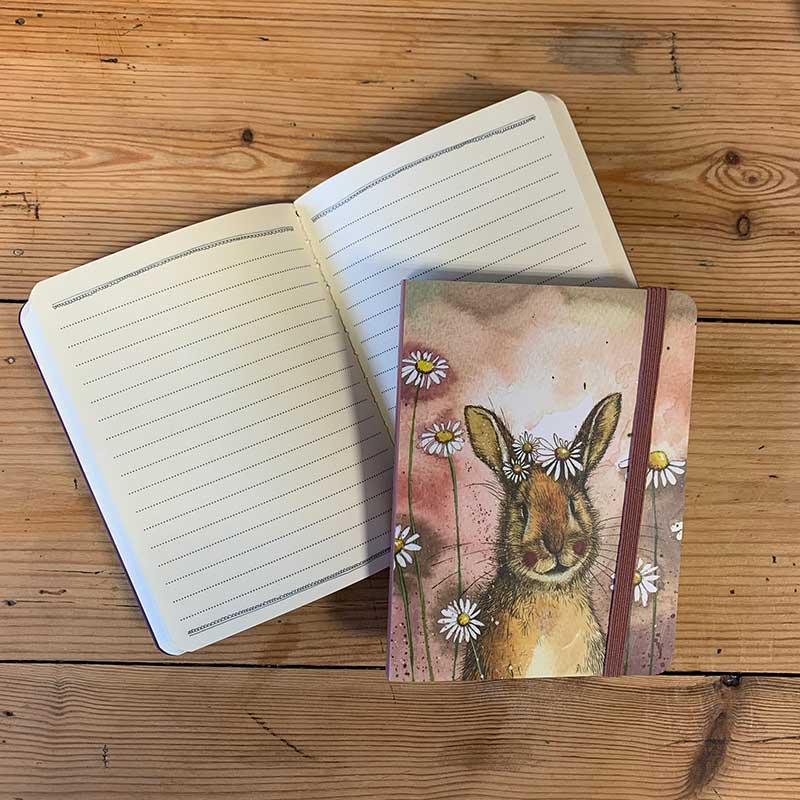 SCN30 Rabbit and Daisies Small Chunky Notebook By Alex Clark Art