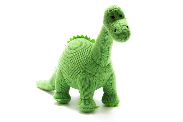 BY4161NB Knitted Diplodocus Dinosaur Baby Rattle in Green By Best Years